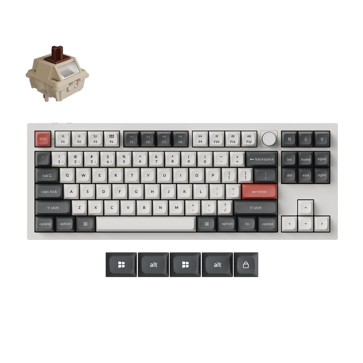 Q3 Ultra 8K Wireless Hot-swappable RGB Backlight Brown Switch - White