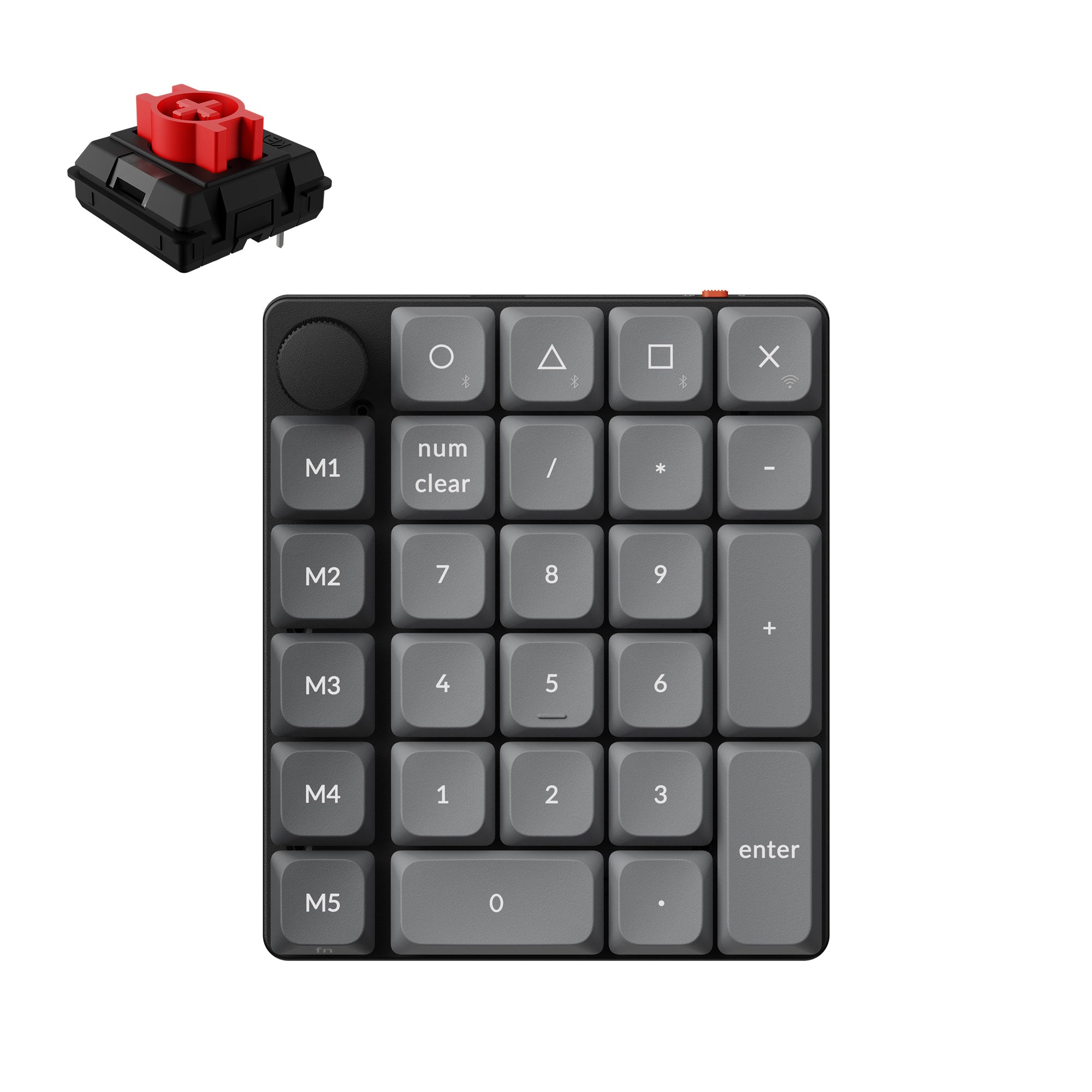 Keychron K0 Max QMK custom number pad fully assembled knob black frame for Mac Windows Linus RGB backlight with hot-swappable Keychron Milk POM switch red