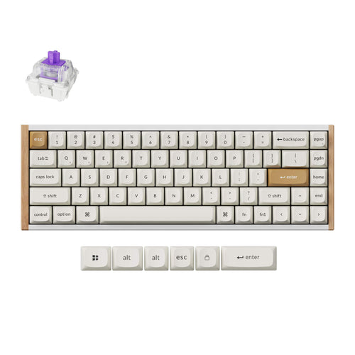 Keychron K6 HE 65 Percent Layout Wireless Magnetic Switch Custom Keyboard Special Edition Wooden White RGB Backlight Double-Shot PBT Keycaps