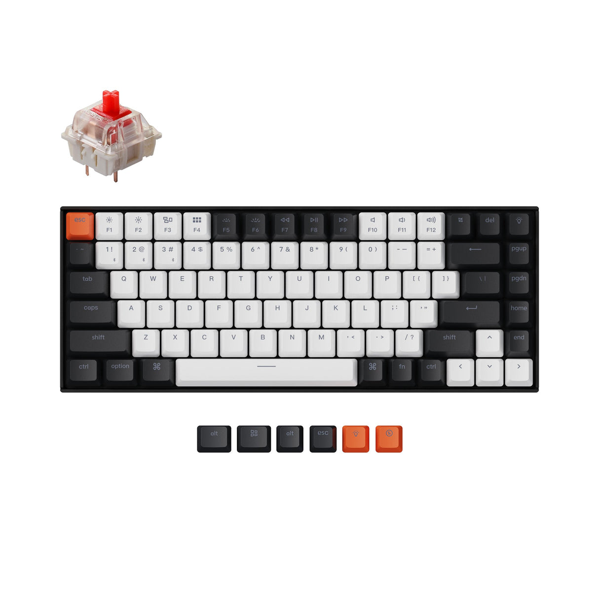 Keychron K2 hot-swappable wireless mechanical keyboard for Mac Windows iOS Gateron switch red with type-C RGB white backlight