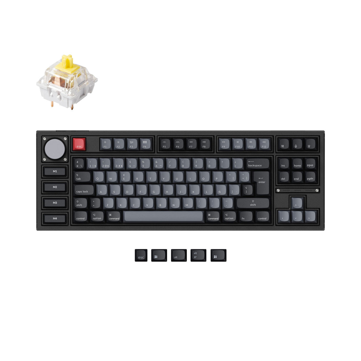 Keychron Q3 Pro QMK/VIA wireless custom mechanical keyboard 80 percent layout aluminum black for Mac WIndows Linux  RGB backlight hot-swappable K Pro switch banana ISO Spanish layout