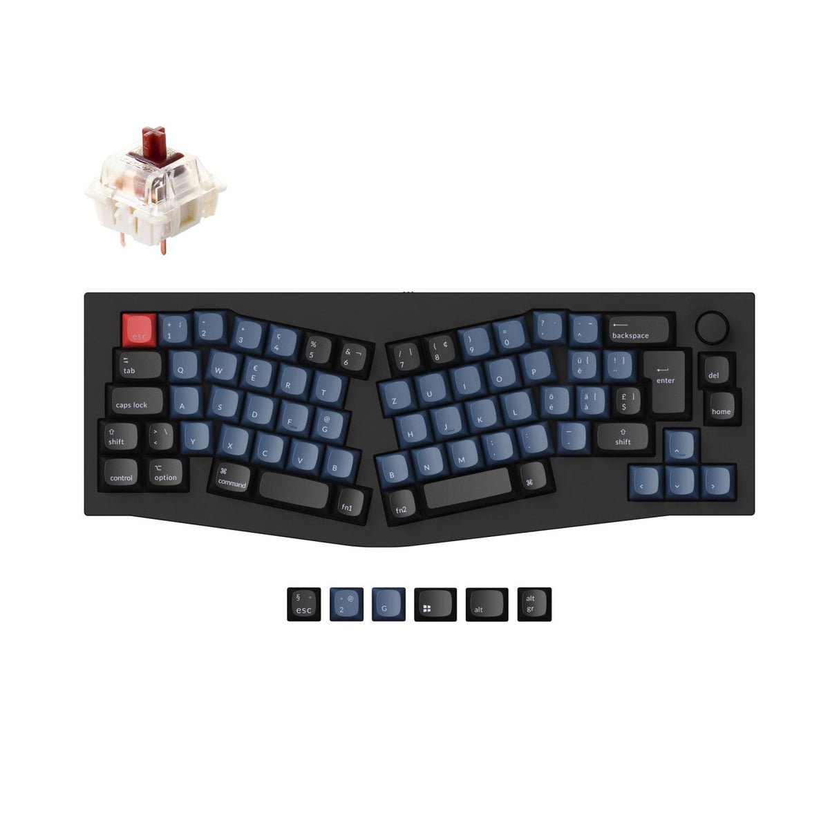 Keychron Q8 QMK VIA Custom Mechanical Keyboard Alice Layout Full Aluminum Frame For Mac Windows Linux Fully Assembled Knob Carbon Black Swiss ISO Layout Gateron G Pro Brown