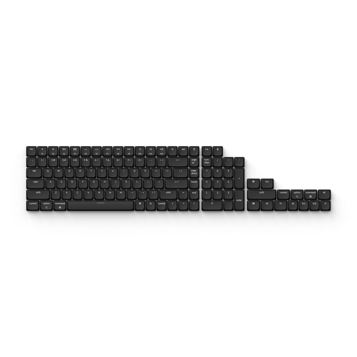 Keychron low profile ABS keycap full keycap set white on black